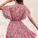 Abito Rosso Bohemien con Fiori Estate | Paradiso Bohemien