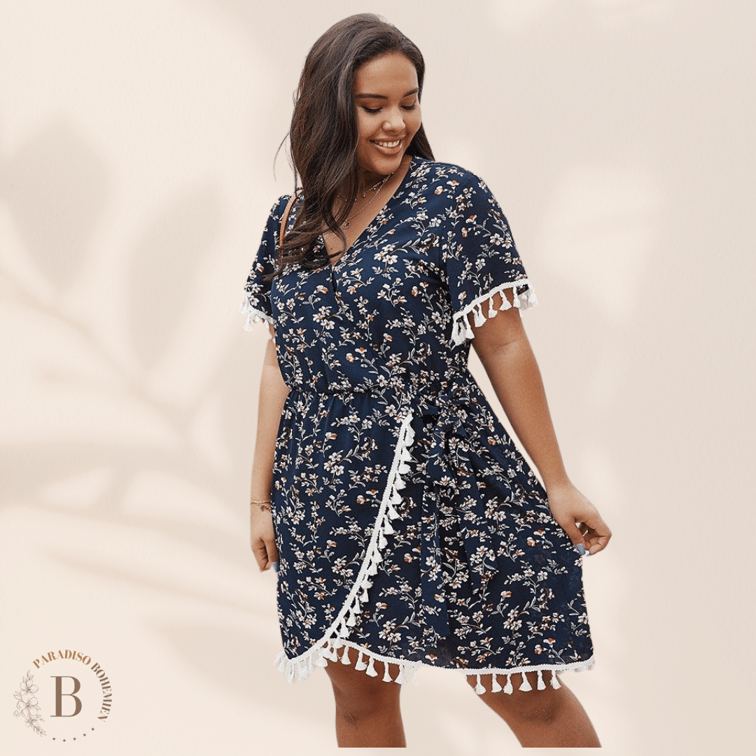 Abito Taglia Forte Estivo Blu Marino | Paradiso Bohemien