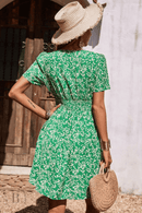 Abito Corto Verde a Fiori | Paradiso Bohemien