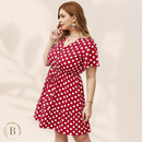 Abito Vintage Taglie Forti a Pois Rosso | Paradiso Bohemien