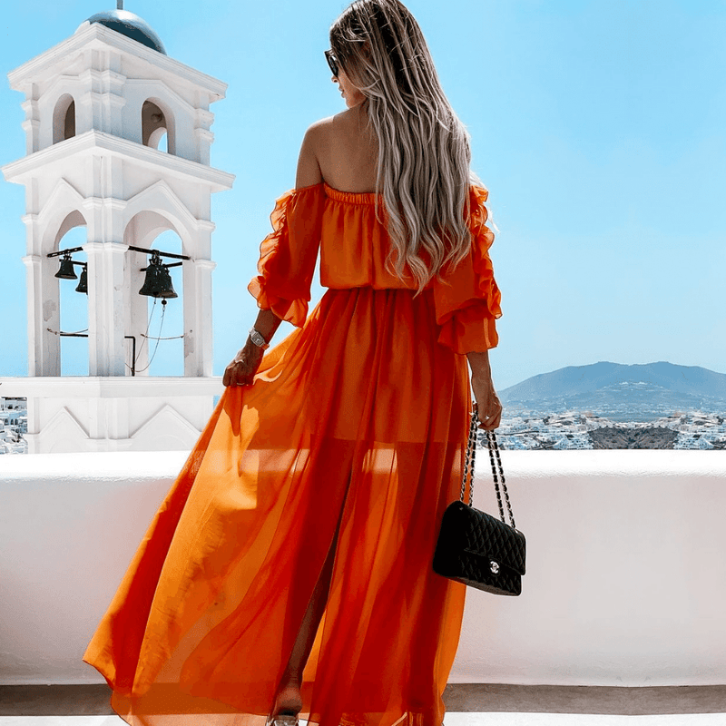 Vestito Lungo Arancione Boho Paradiso Bohemien