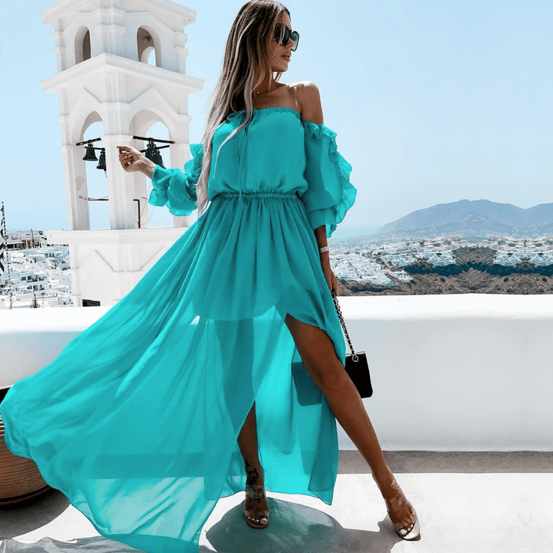 Abito lungo turchese discount