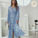 Vestito Blu con Fiori Bianchi | Paradiso Bohemien