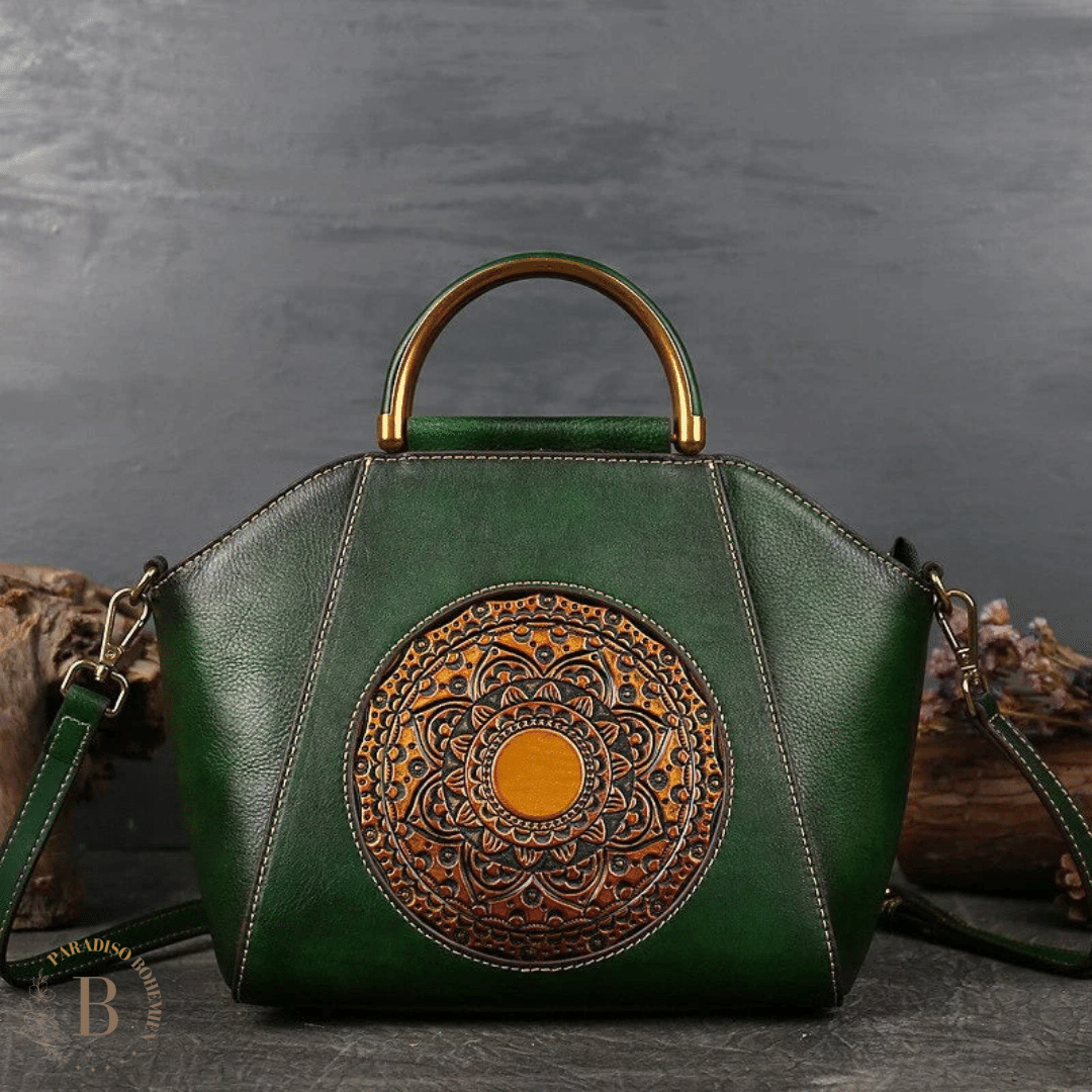 Borsa Vintage Verde per donna | Borsa Bohemien in Cuoio  | Paradiso Bohemien