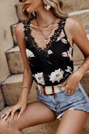Blusa Estiva da Donna di colore Nera con stampa floreale | Paradiso Bohemien