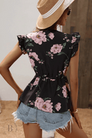 Camicetta a Fiori Nera Boho | Paradiso Bohemien