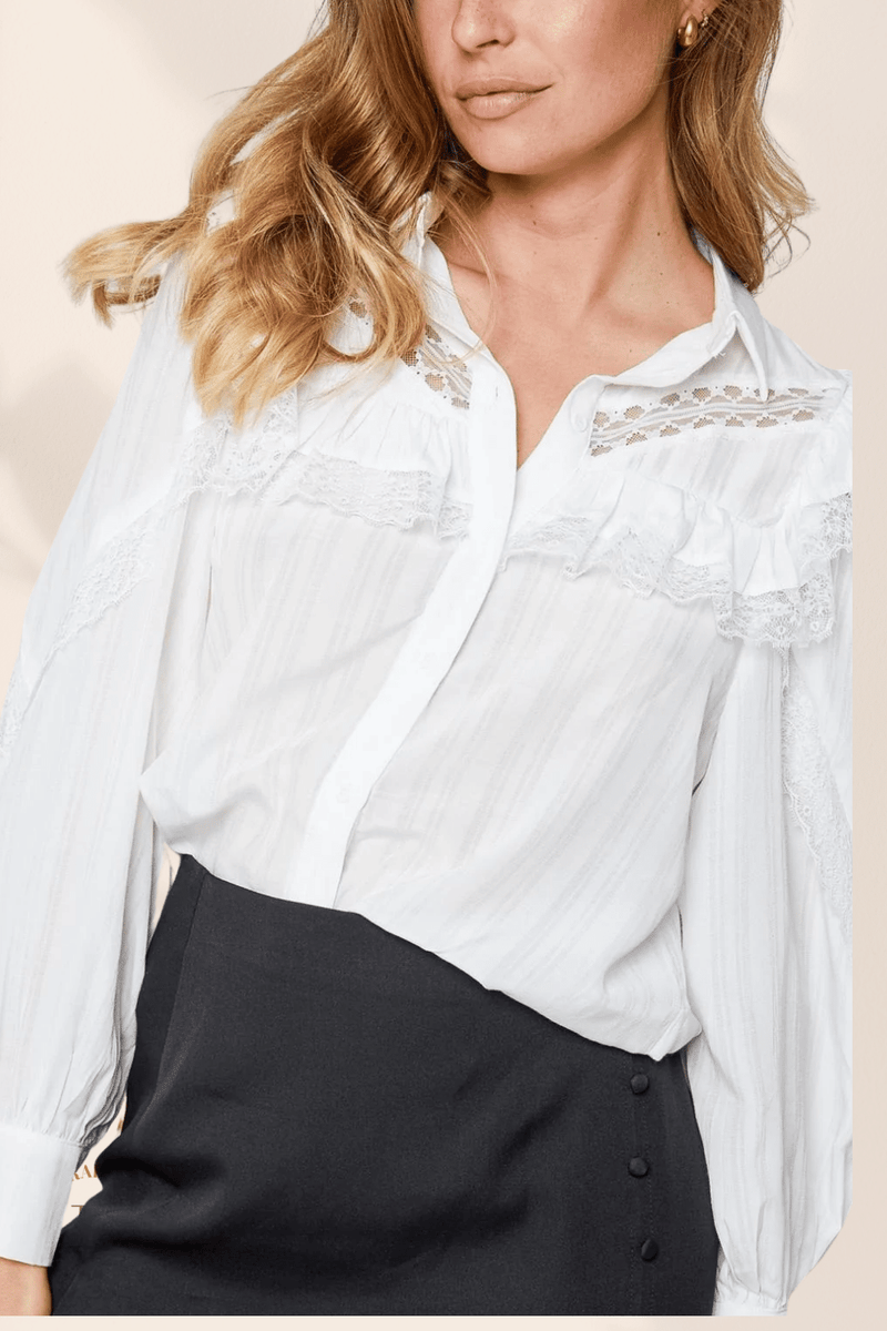Blusa bianca maniche a sbuffo per donna | Paradiso Bohemien
