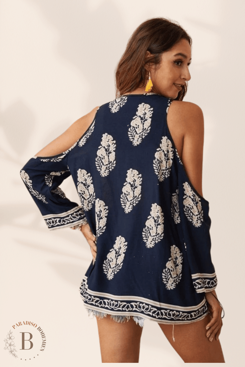 Camicia Blu Donna Elegante Maniche Lunghe | Paradiso Bohemien