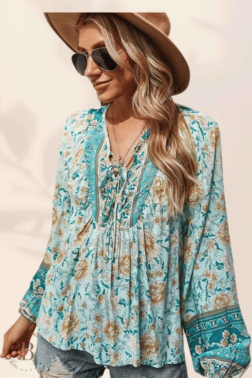 Camicia Donna a Fiori Verde | Paradiso Bohemien