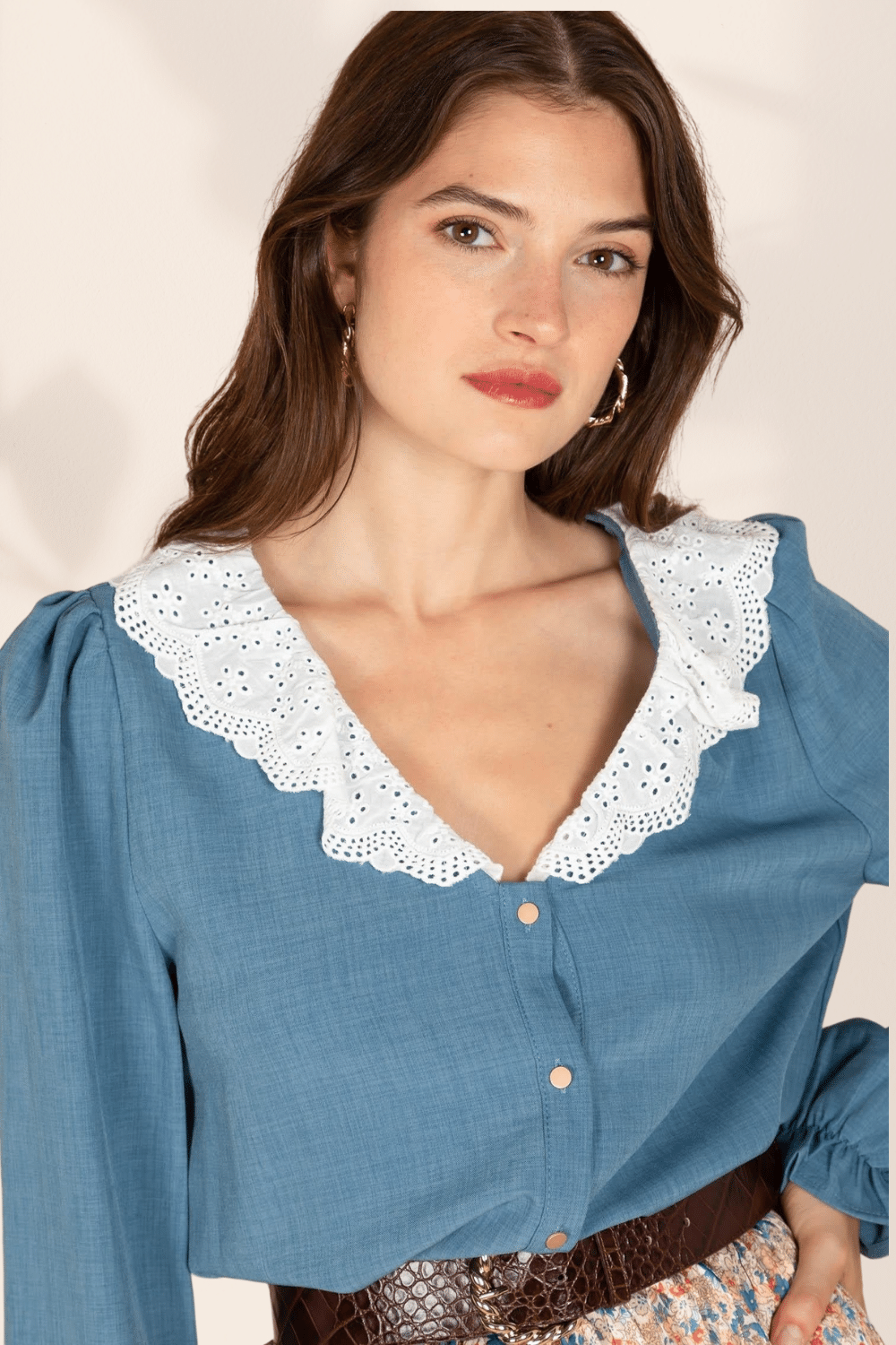 Camicia Donna Blu Abbottonato | Paradiso Bohemien