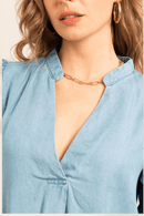 Camicia Blu da Donna con Manica Corta