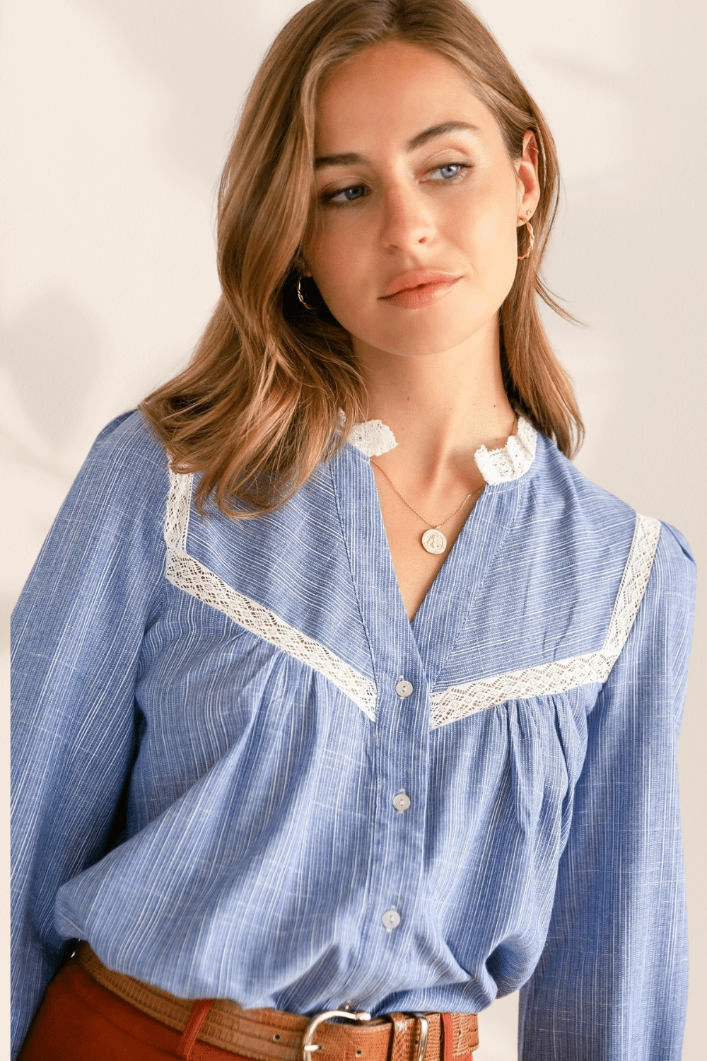 Camicia Lino Azzurra Donna Abbottonato | Paradiso Bohemien