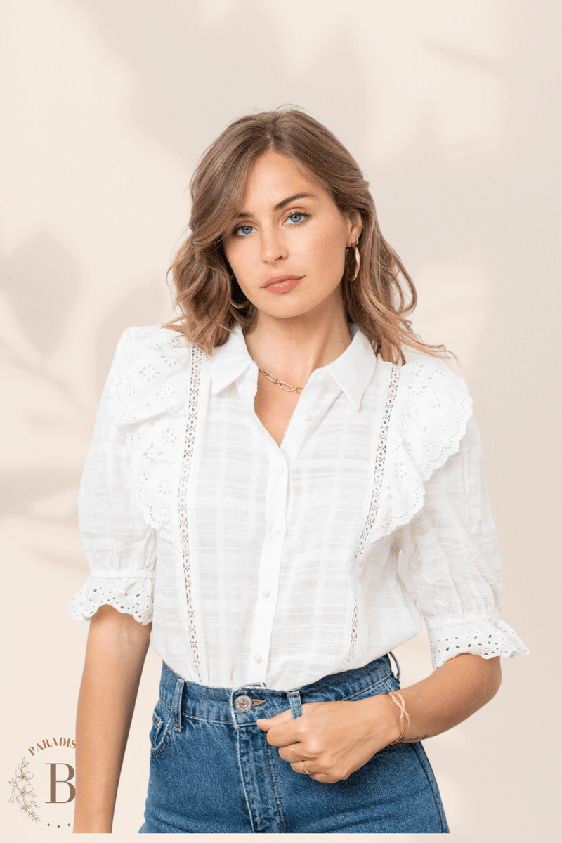 Camicia di Seta Bianca per Donna Paradiso Bohemien