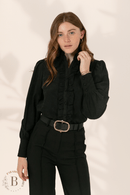 Camicia Volant Donna Nero | Paradiso Bohemien