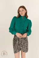 Camicia Volant Donna Verde Maniche Lunghe | Paradiso Bohemien