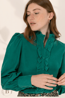 Camicia Volant Donna Verde | Paradiso Bohemien