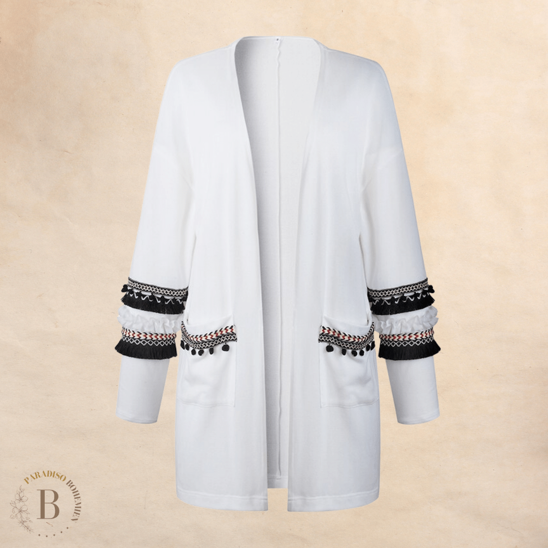 Cardigan Bianco con Ricami Boho Chic | Paradiso Bohemien