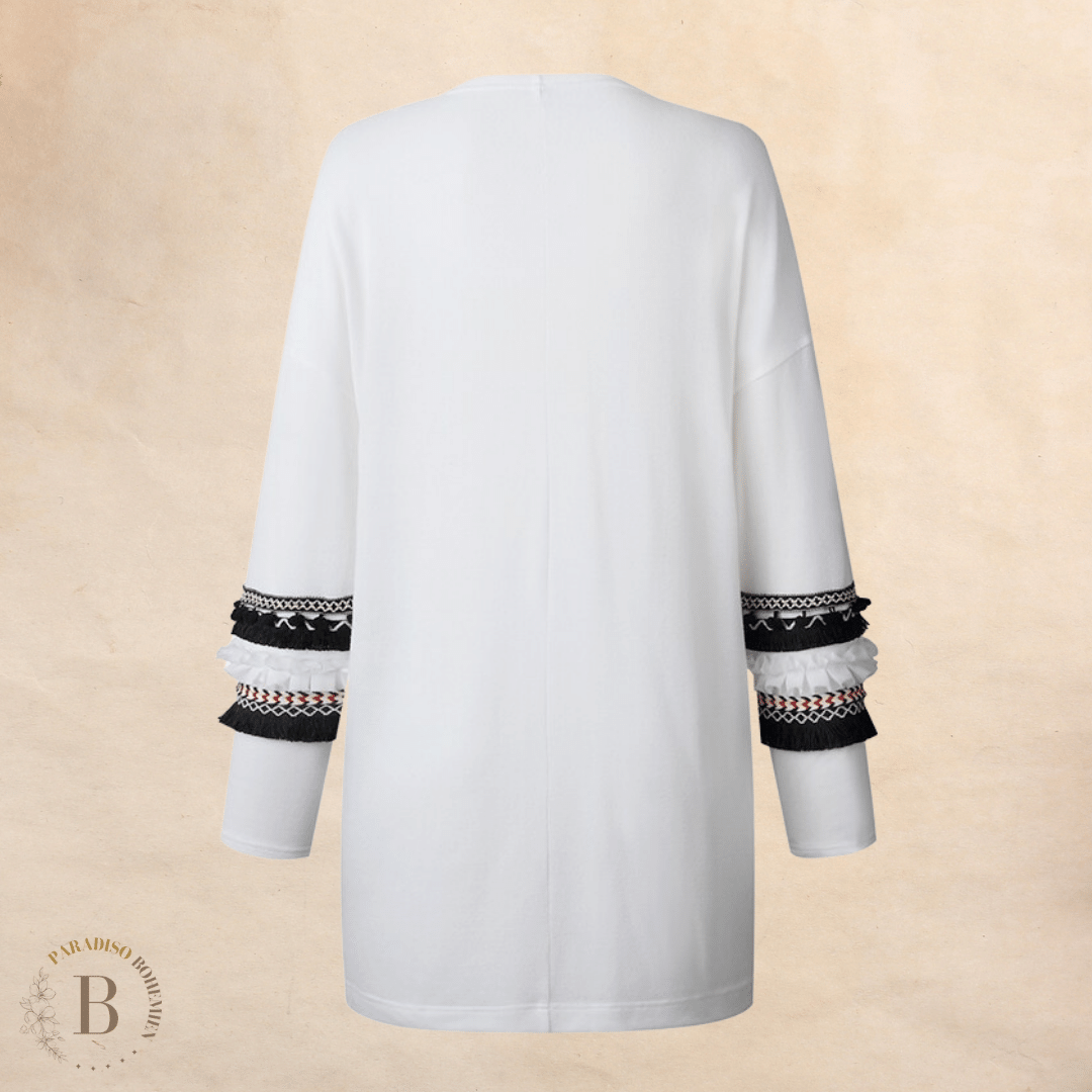 Cardigan Bianco con Ricami in stile Boho  | Paradiso Bohemien