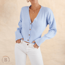 Cardigan Corto Azzurro con Bottoni | Paradiso Bohemien