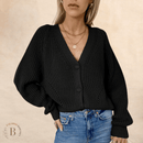 Cardigan Corto Nero con Maglia Larga Boho Chic | Paradiso Bohemien