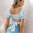  Top a Fiori blu stile boho