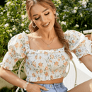 Crop Top Bohemien Beige a Fiori | Paradiso Bohemien