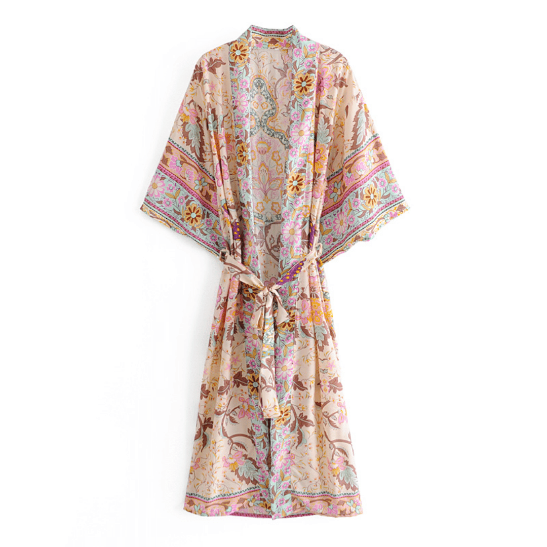 Kimono a Fiori Lungo da Donna | Paradiso Bohemien