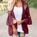 giacca borgogna a fiori da donna boho chic