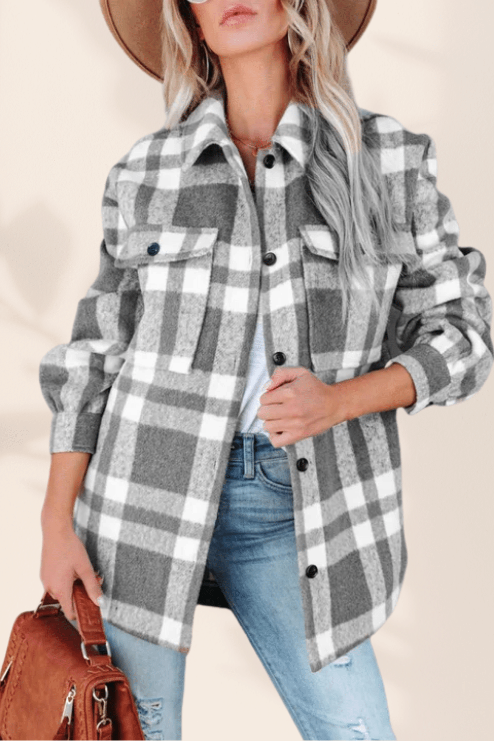 Giacca Camicia a Quadri di colore Grigio | Paradiso Bohemien