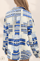 Giacca Boho a Fantasia Azteca colore Blu | Paradiso Bohemien