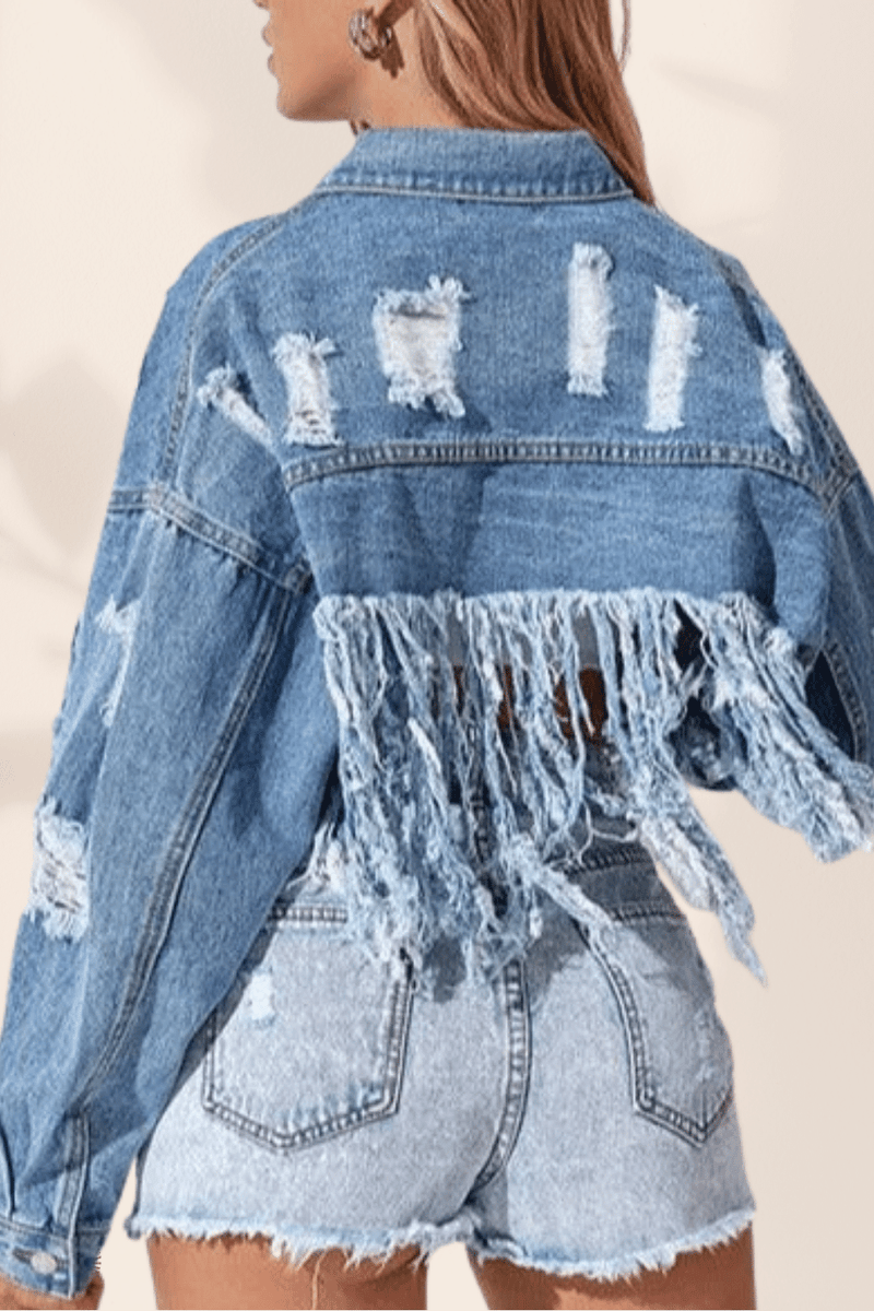 Giacca Jeans con Frange da Donna | Paradiso Bohemien