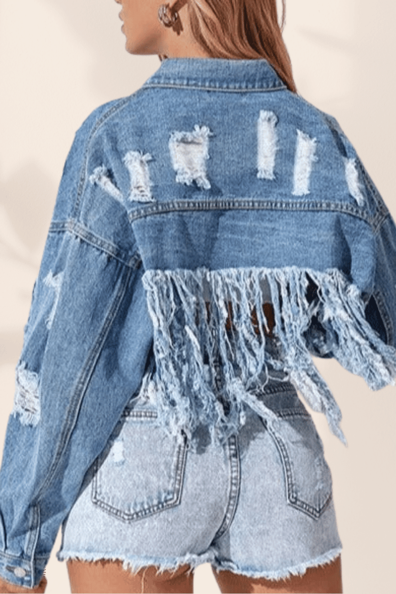 Giubbotto di 2025 jeans con frange