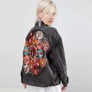 Giacca jeans donna ricamata