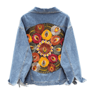 Giacca di Jeans Blu ricamata fiori dietro