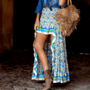 Gonna Blu Corta Davanti Lunga Dietro Boho Chic 