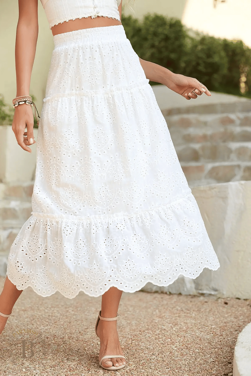 Annebouti Gonna Maxi Donna Boho A Vita Alta Con Piega - Floreale Taglia L - Leggera E Traspirante