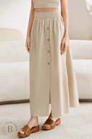 Gonna Beige Lunga con Bottoni | Paradiso Bohemien