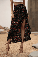 Gonna Nera Lunga Estiva stampa floreale | Paradiso Bohemien
