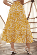 Gonna Estiva Gialla Lunga da Donna con Fiori | Paradiso Bohemien