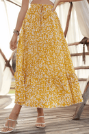 Gonna Gialla Lunga Estiva con Fiori | Paradiso Bohemien