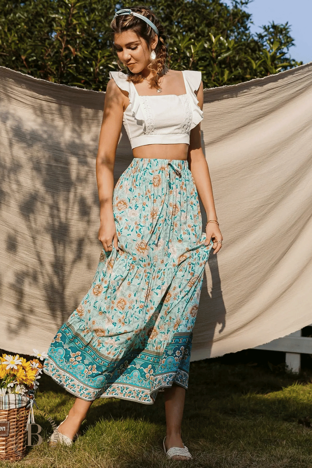 5 pezzi gonna lunga di seta indiana vintage bohemien colorata donna 5 pezzi gonna lunga di seta indiana vintage bohemien colorata donna