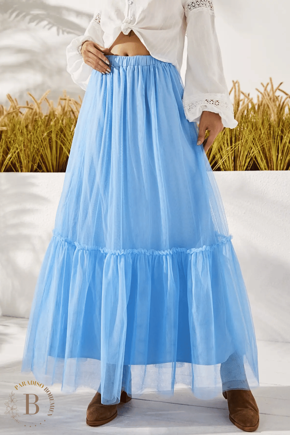 Gonna Lunga in Tulle Blu | Paradiso Bohemien