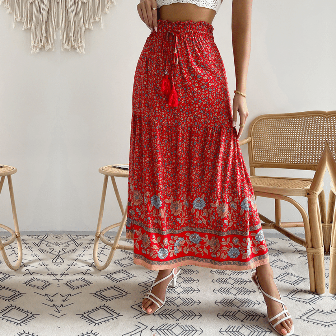 Gonna Rossa a Fiori Boho | Paradiso Bohemien