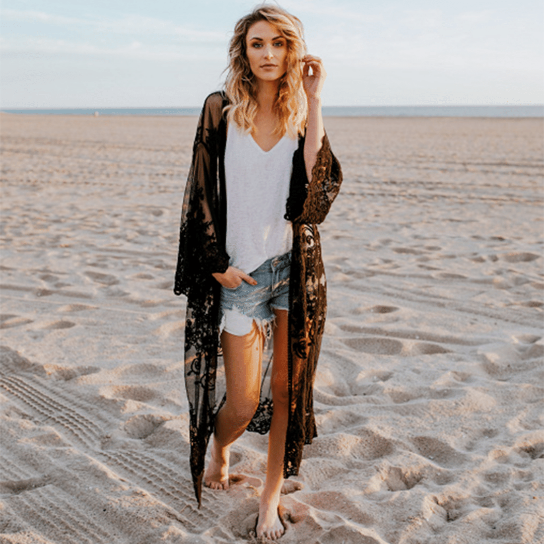 Kimono Pizzo Nero | Paradiso Bohemien