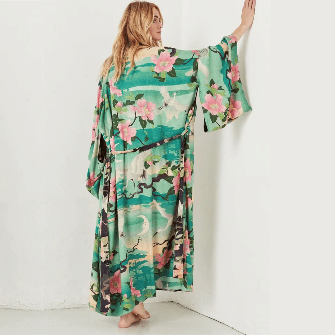 Kimono Estivo Lungo a Fiori Boho | Paradiso Bohemien