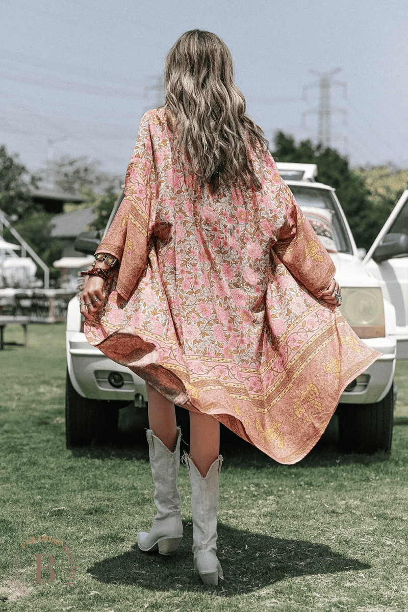 Kimono Vintage di colore Rosa | Paradiso Bohemien