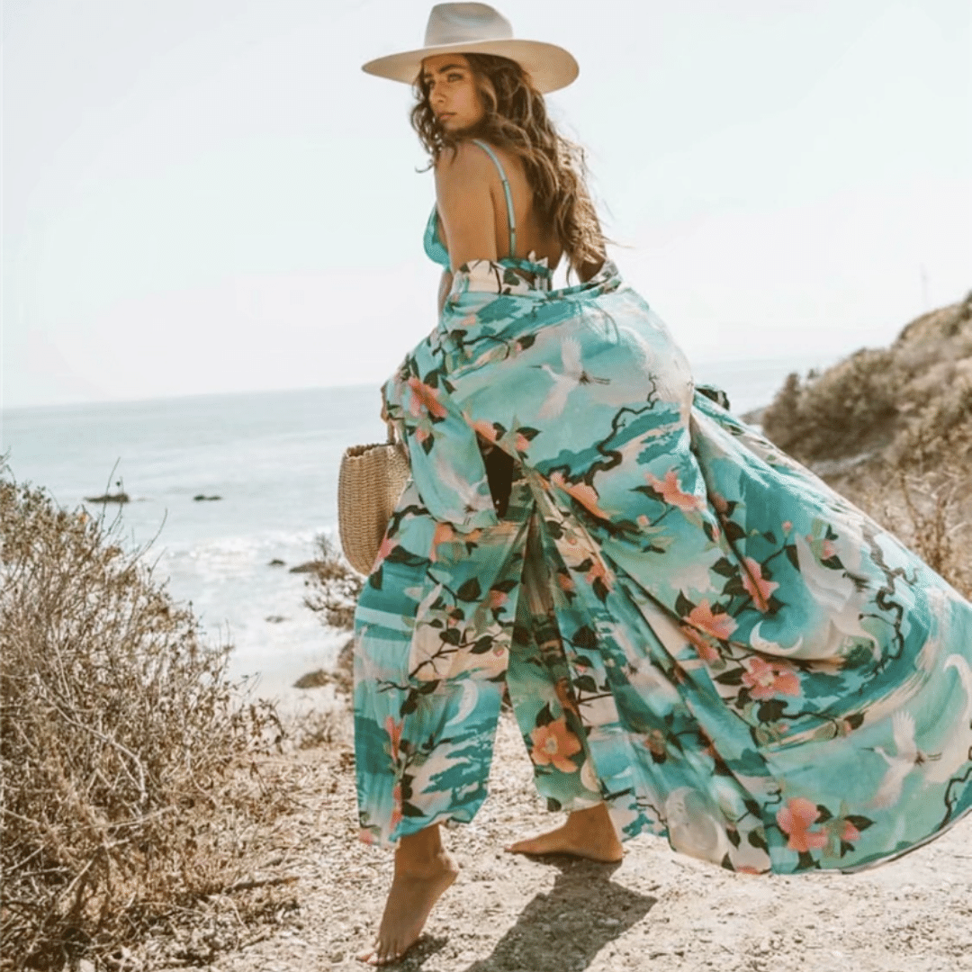 Kimono Lungo a Fiori Boho | Paradiso Bohemien