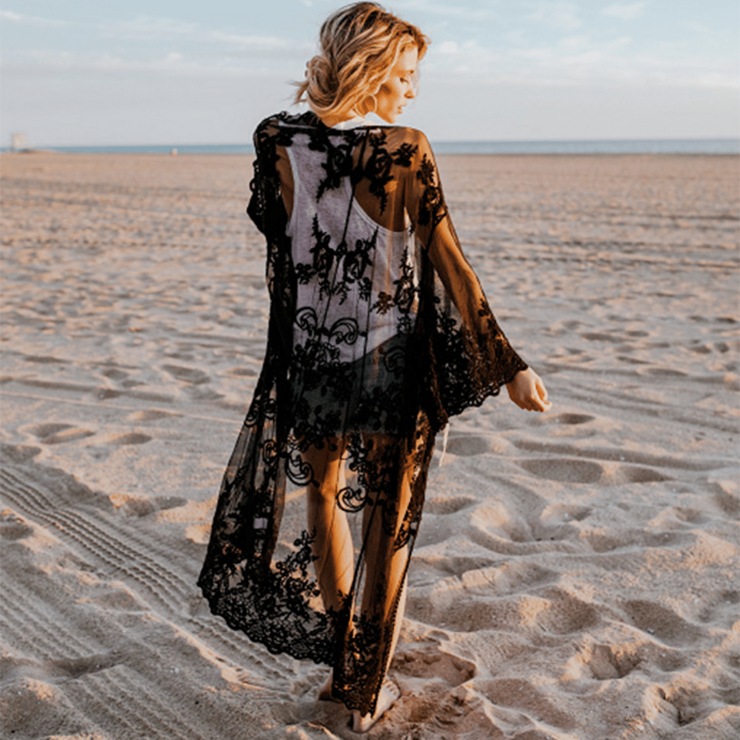 Kimono Nero in Pizzo | Paradiso Bohemien