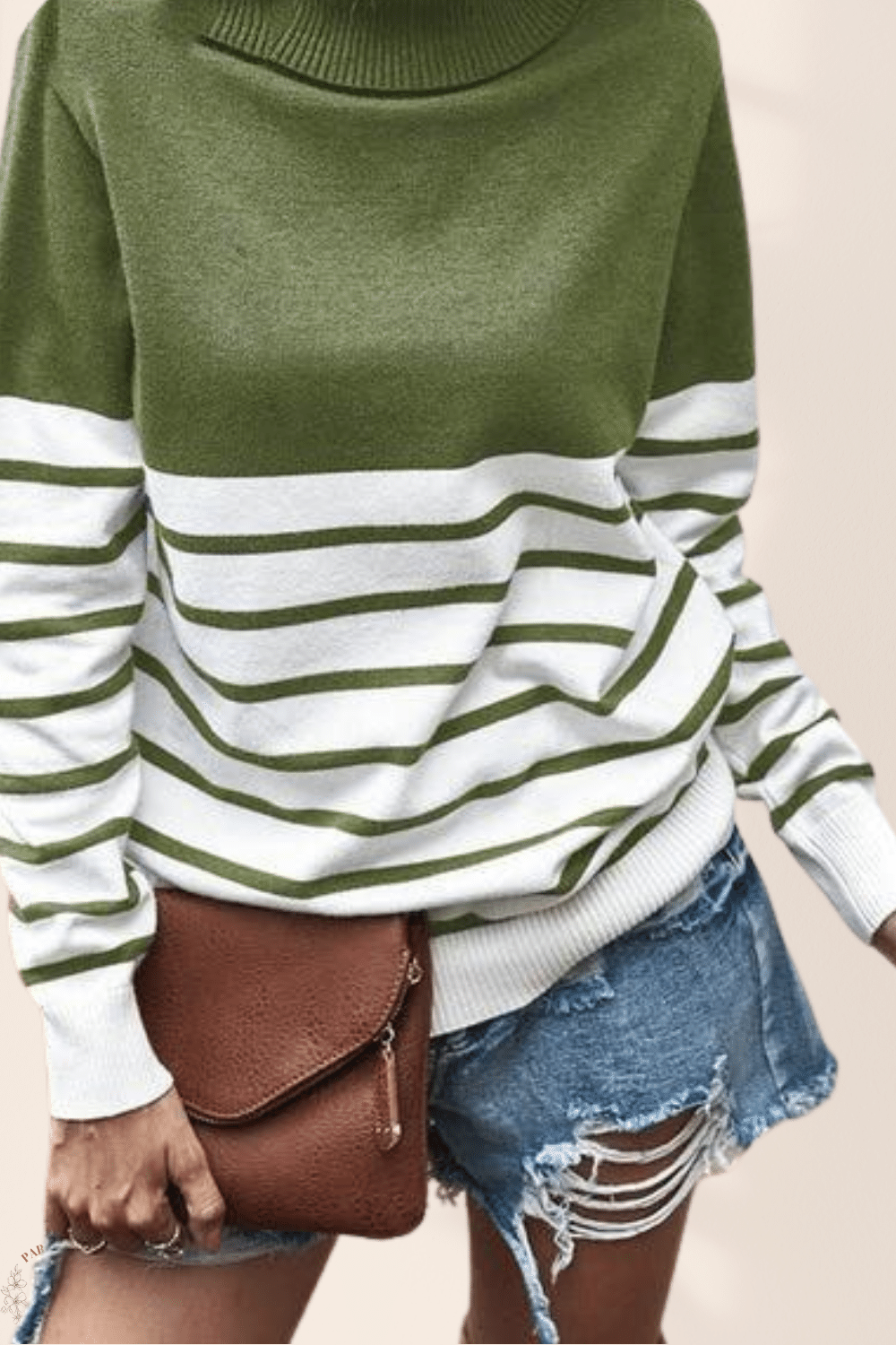 Maglione a Collo Alto Donna Verde | Paradiso Bohemien