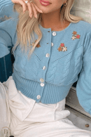 Maglione Blu Donna Motivo Floreale | Paradiso Bohemien